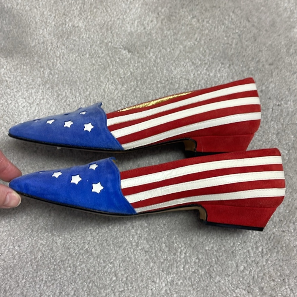 Vintage RARE Zalo women’s leather American flag pumps - Picture 2 of 8